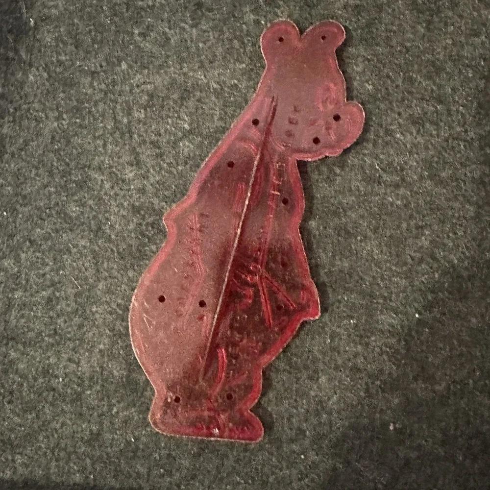 Vintage 1956 Loews Inc Barney Bear cartoon cookie cutter Red Plastic